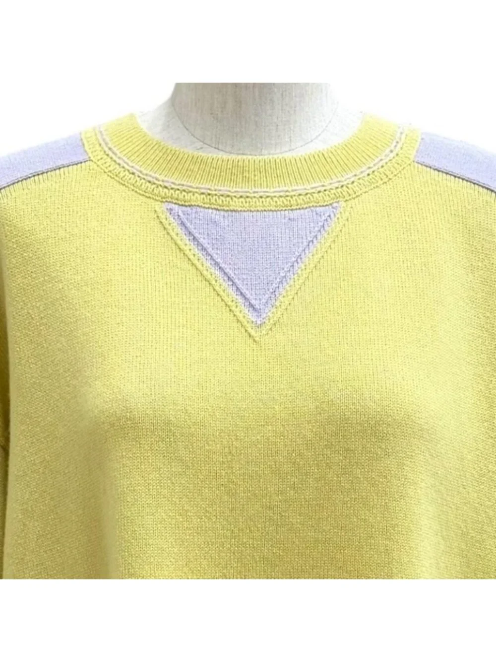 Chanel Cashmere 100% Oversized CC Logo Sequin Long Sleeve Tunic Yellow Purple 34